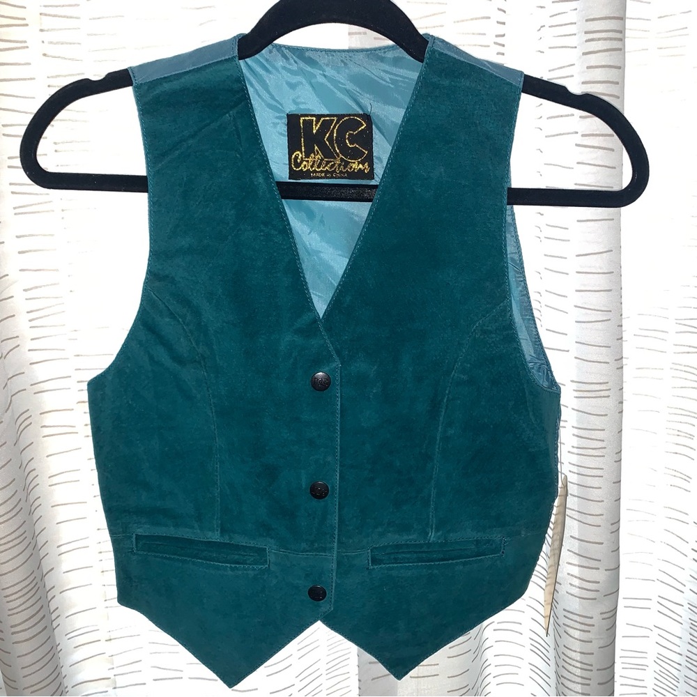 Teal Leather Vest